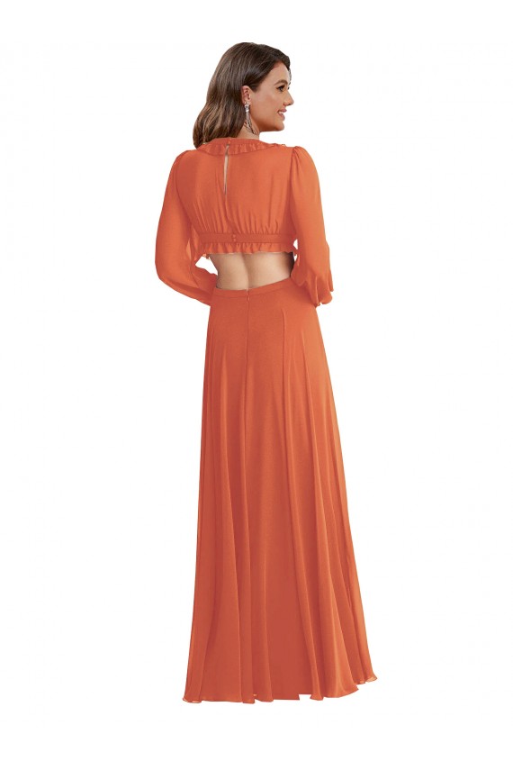 Open Back Firecracker A-Line V-Neck Long High Low Evening Dress Canada Online