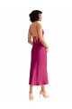 Low Back Fuchsia A-Line V-Neck Midi Length Formal Evening Dress Canada Online