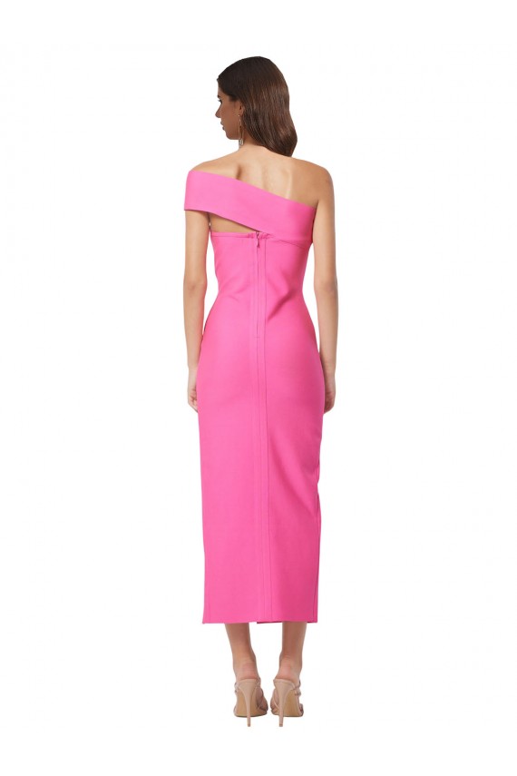 Fuchsia Sheath One Shoulder Midi Length Formal Evening Dress Canada Online