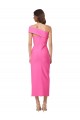 Fuchsia Sheath One Shoulder Midi Length Formal Evening Dress Canada Online