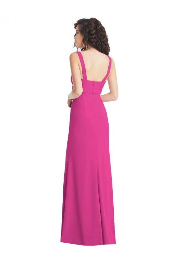 Low Back Fuchsia Trumpet Square Neck Long Semi Formal Evening Dress Canada Online