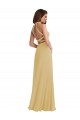 Open Back Gold A-Line Halter Neck Long Semi Formal Evening Dress Canada Online
