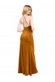 Open Back Gold A-Line High Neck Long Formal Evening Dress Canada Online