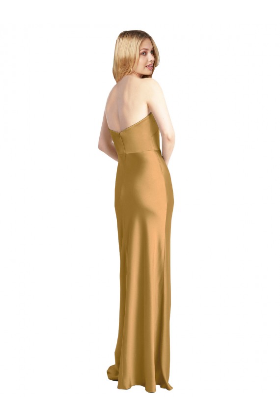Gold A-Line Strapless Long Formal Evening Dress Canada Online