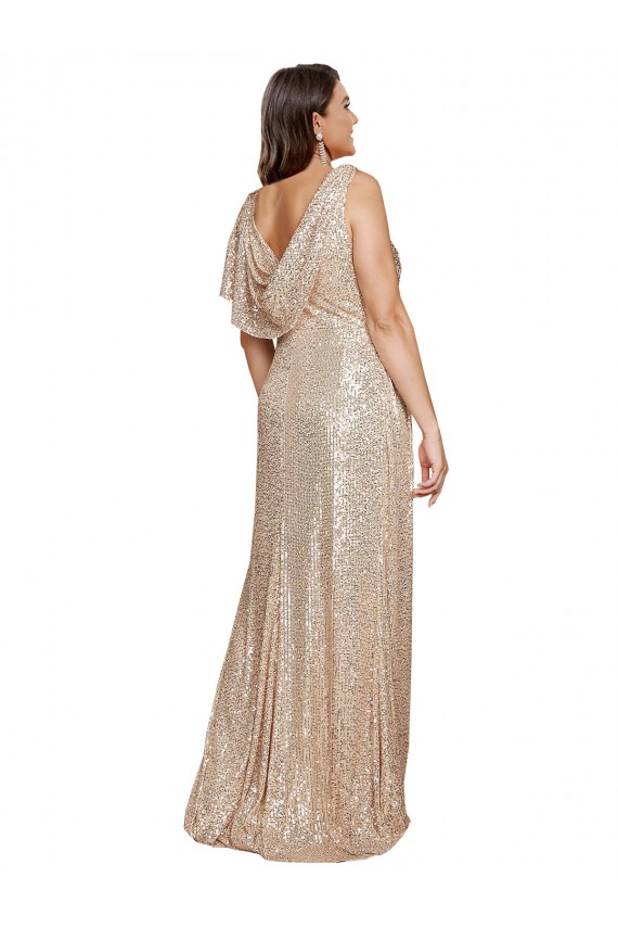 Gold A-Line V-Neck Long Black Tie Plus Size Evening Dress Canada Online