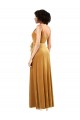 V-Back Gold Column V-Neck Long Black Tie Evening Dress Canada Online