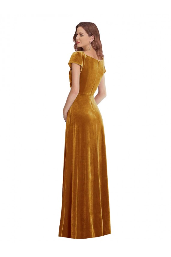 Gold Sheath V-Neck Long Formal Evening Dress Canada Online