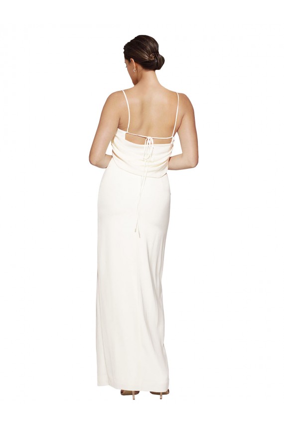 Low Back Ivory Sheath High Neck Long Formal Evening Dress Canada Online