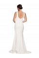 Low Back Ivory Sheath Square Neck Sweep Train Semi Formal Evening Dress Canada Online
