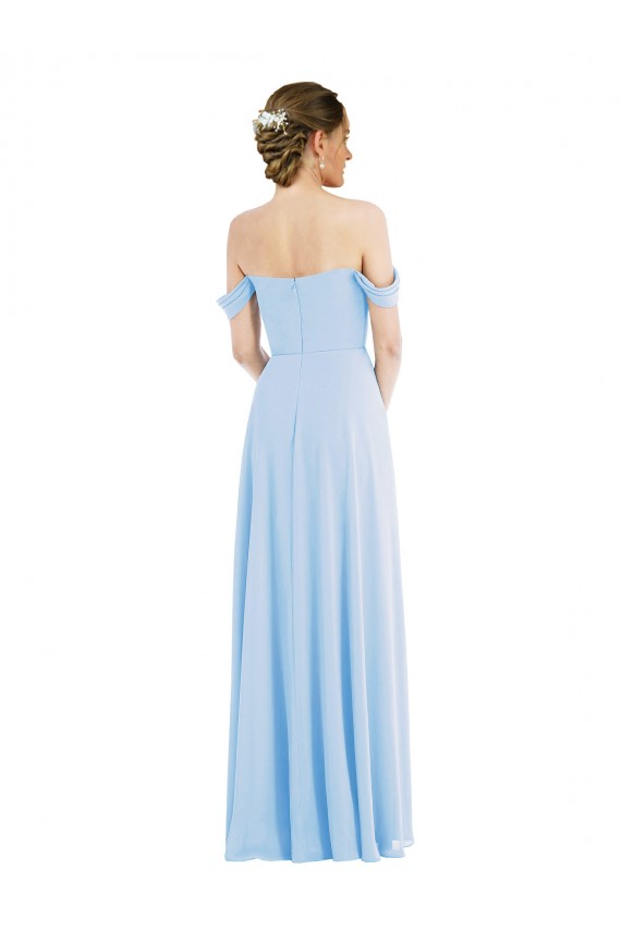 Light Sky Blue A-Line Off the Shoulder Long Formal Evening Dress Canada Online
