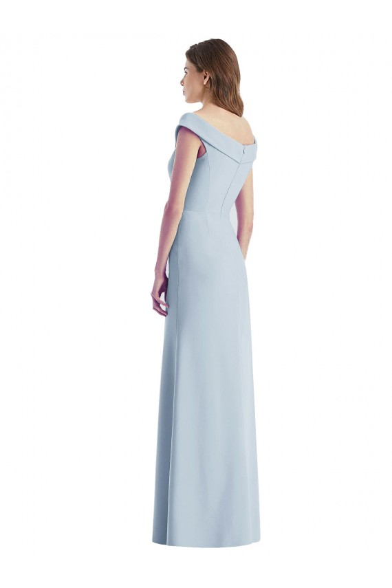 Light Sky Blue A-Line V-Neck Long Black Tie Evening Dress Canada Online
