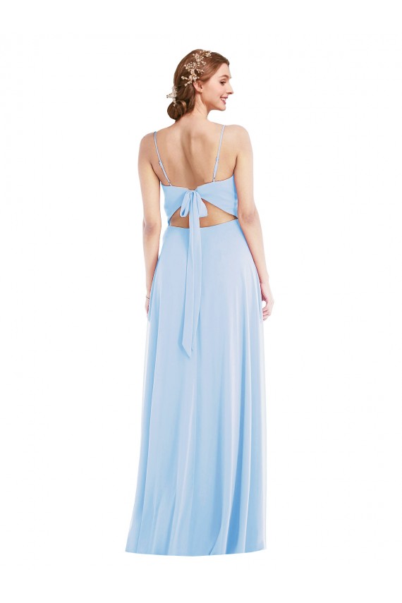 Light Sky Blue A-Line V-Neck Long Formal Evening Dress Canada Online