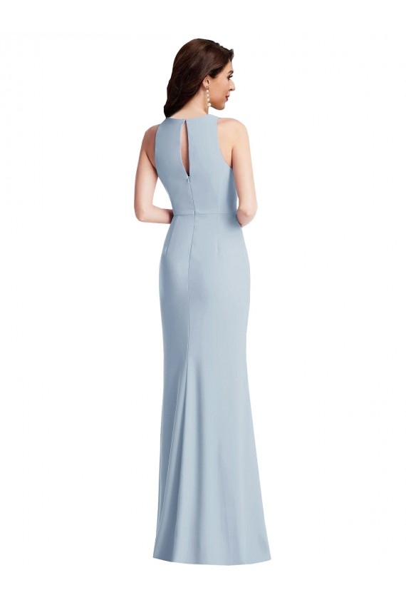 Light Sky Blue Trumpet Halter Neck Long Formal Dress Canada Online