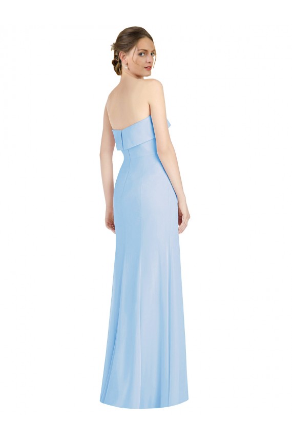 Low Back Light Sky Blue Trumpet Strapless Long Black Tie Evening Dress Canada Online