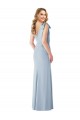 V-Back Light Sky Blue Trumpet V-Neck Long Semi Formal Evening Dress Canada Online