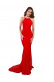 Open Back Red Mermaid High Neck Long Evening Gown Canada Online