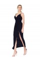 V-Back Dark Navy Mermaid High Neck Knee Length Formal Evening Dress Canada Online