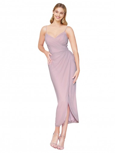 V-Back Primrose Mermaid High Neck Knee Length High Low Evening Dress Canada Online