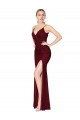 V-Back Burgundy Mermaid High Neck Long Formal Evening Dress Canada Online