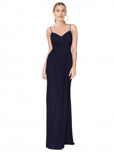 V-Back Dark Navy Mermaid High Neck Long Evening Dress Canada Online