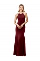 Open Back Burgundy Gold Mermaid High Neck Long Formal Evening Dress Canada Online