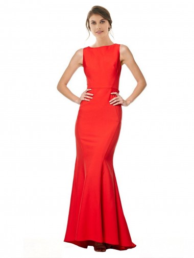 Open Back Red Mermaid High Neck Long Evening Dress Canada Online