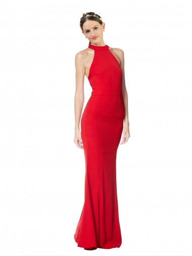 Red Mermaid High Neck Long Evening Gown Canada Online
