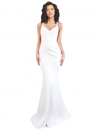 Low Back White Mermaid High Neck Long Black Tie Evening Dress Canada Online