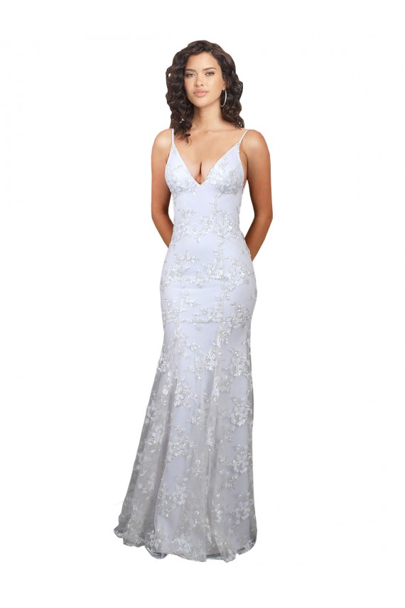 Open Back White Mermaid High Neck Long Formal Evening Dress Canada Online