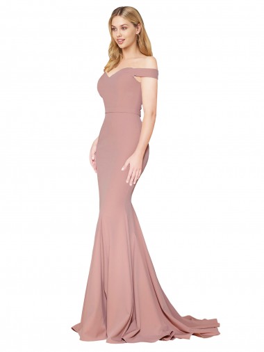 Dusty Pink Mermaid High Neck Sweep Train Formal Evening Dress Canada Online