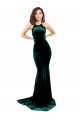 Open Back Dark Green Mermaid High Neck Sweep Train Formal Evening Dress Canada Online
