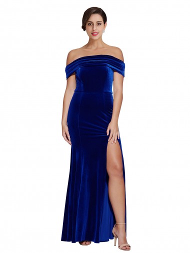 Royal Blue Mermaid Off the Shoulder Long Formal Evening Dress Canada Online