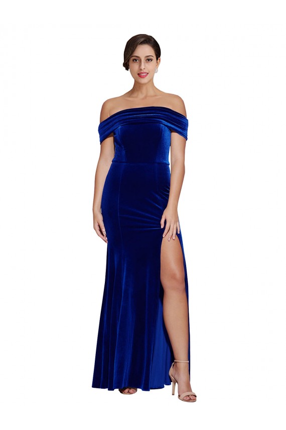 Royal Blue Mermaid Off the Shoulder Long Formal Evening Dress Canada Online