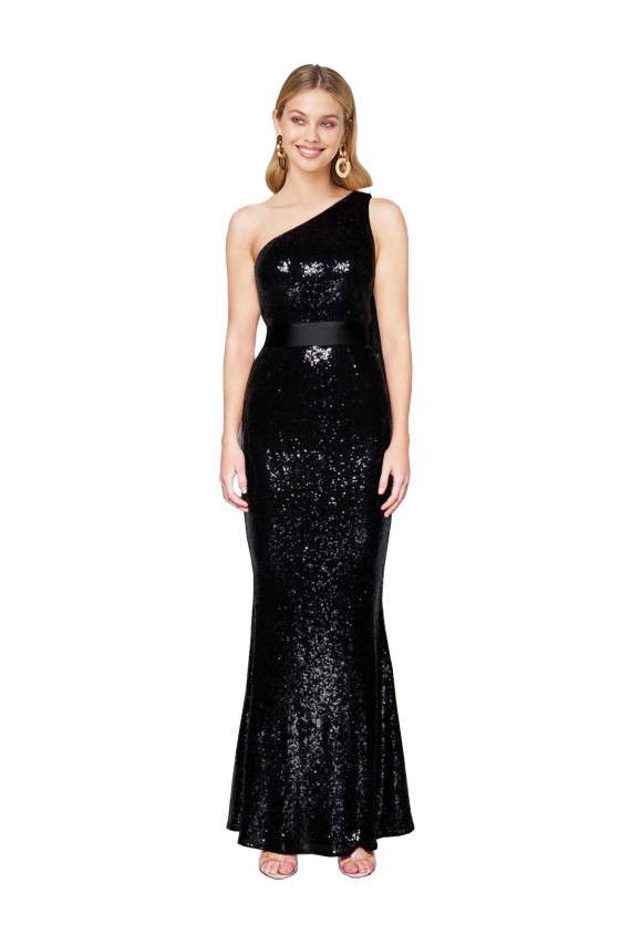 Black Mermaid One Shoulder Long Formal Evening Dress Canada Online