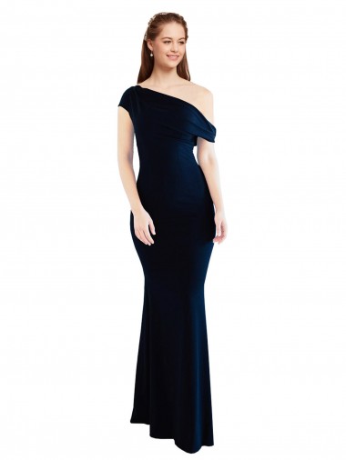 Dark Navy Mermaid One Shoulder Long Formal Evening Dress Canada Online