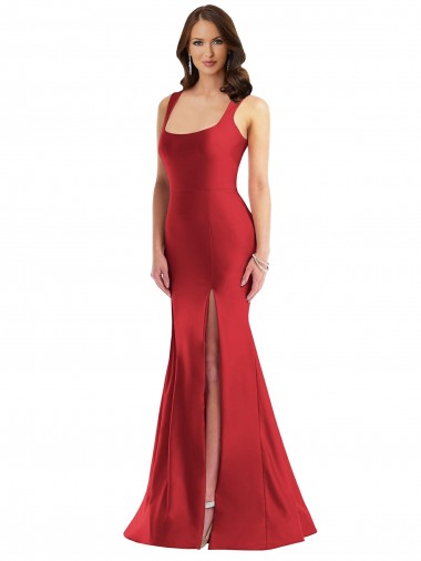 Red Mermaid Square Neck Long Plus Size Formal Evening Dress Canada Online
