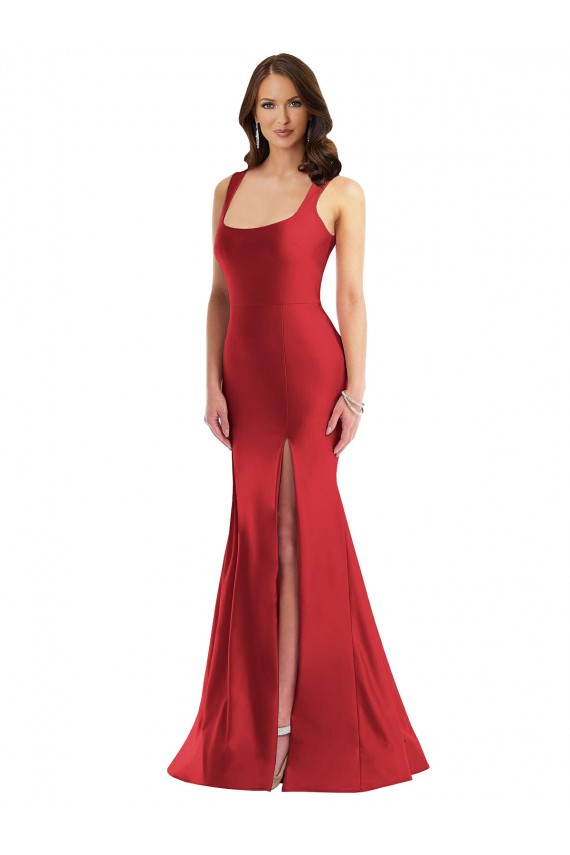 Red Mermaid Square Neck Long Plus Size Formal Evening Dress Canada Online