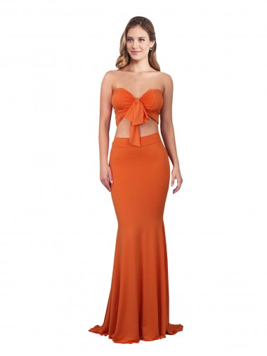 Orange Mermaid Strapless Long Formal Evening Dress Canada Online