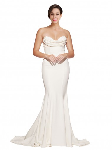Low Back Ivory Mermaid Strapless Sweep Train Formal Evening Dress Canada Online