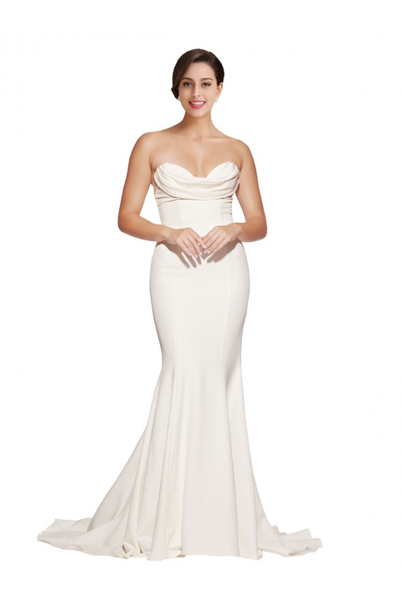 Low Back Ivory Mermaid Strapless Sweep Train Formal Evening Dress Canada Online