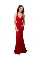 Open Back Red Mermaid V-Neck Long Formal Dress Canada Online