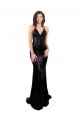 Open Back Black Mermaid V-Neck Long Black Tie Evening Dress Canada Online