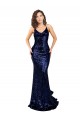 Open Back Dark Navy Mermaid V-Neck Long Formal Evening Dress Canada Online