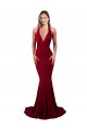Open Back Burgundy Mermaid V-Neck Long Formal Evening Dress Canada Online
