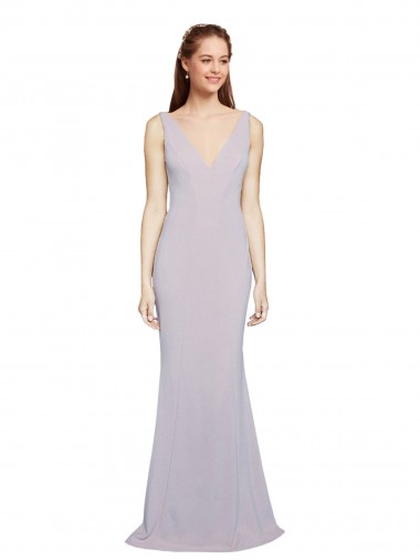 Keyhole Back Arctic Lilac Mermaid V-Neck Long Formal Evening Dress Canada Online