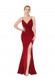 V-Back Burgundy Mermaid V-Neck Long Formal Evening Dress Canada Online