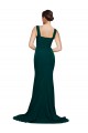 Midnight Green Sheath Square Neck Sweep Train Semi Formal Evening Dress Canada Online