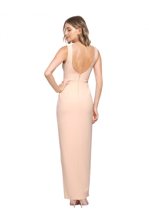 Nude Sheath Square Neck Long Formal Evening Dress Canada Online