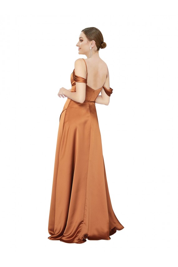 Low Back Orange A-Line Sweetheart Long Formal Evening Dress Canada Online