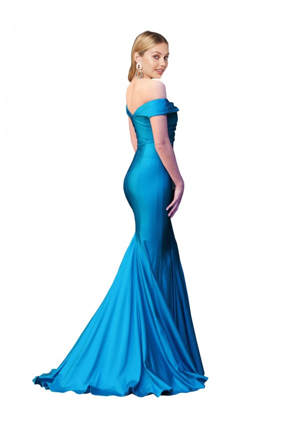 Peacock Blue Mermaid High Neck Long Formal Evening Dress Canada Online